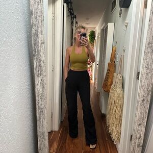 ALO Yoga Black Wide Leg Women's Pants soft sculpt runched side boot cut S